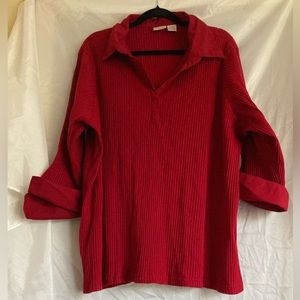 Red 3/4 Sleeves Ribbed Top w/ Cuffed Sleeves by Fiorlini Intnl Plus, sz 26/28
